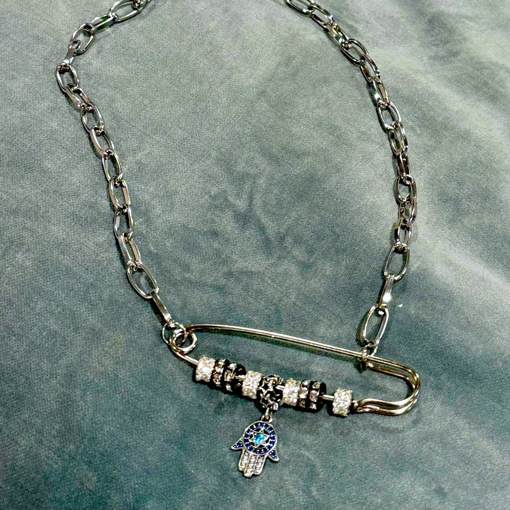 Handmade stainless steel Hamsa necklace. NWOT